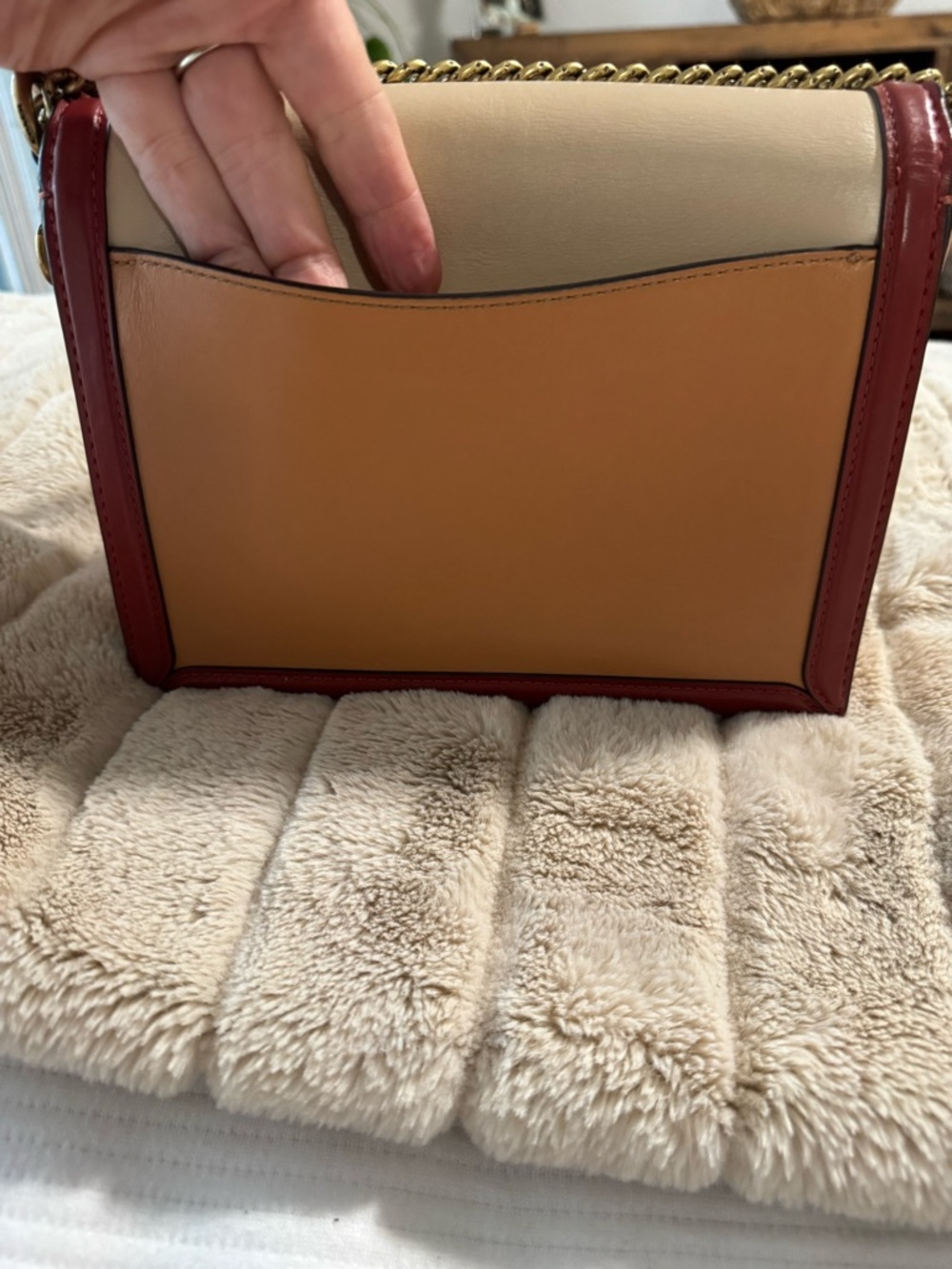 Coach Colorblock Leather Shoulder Bag in Cream, Red and Peach - Picture 4 of 7